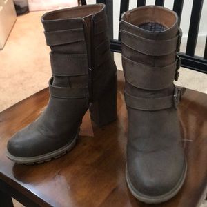 Chunky heel boots with straps